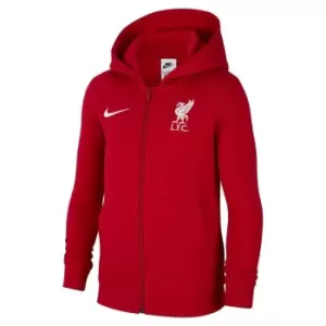 Image of Nike FC Club Fleece Big Kids Full-Zip Hoodie - Red