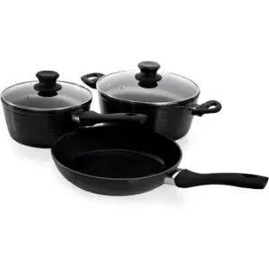 Image of Schallen 5 Pcs Non Stick Forged Ceramic Kitchen Cookware Frying Pan Saucepan Cooking Stock Pot Full Pan Set with Lids - GREY