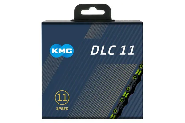 Image of KMC 11 Speed Diamond Like Coating Chain in Black and Green 118L