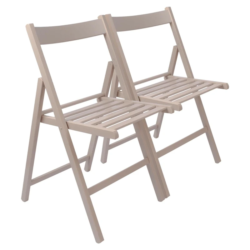 Image of Harbour Housewares 2X Beech Wood Folding Chairs - Dove Grey - Wooden Outdoor Chair Deck Seats Foldable Dining Patio Furniture