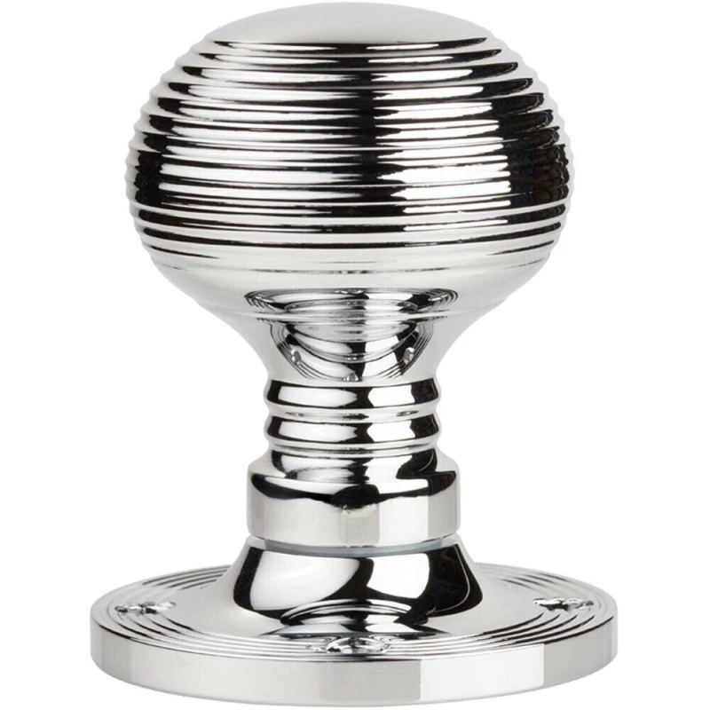 Image of Loops PAIR Textured Rimmed Mortice Door Knob 52mm Dia Chrome Beehive Handle Multi unisex