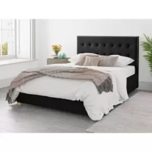Image of Presley Ottoman Upholstered Bed, Plush Velvet, Ebony - Ottoman Bed Size King (150x200)