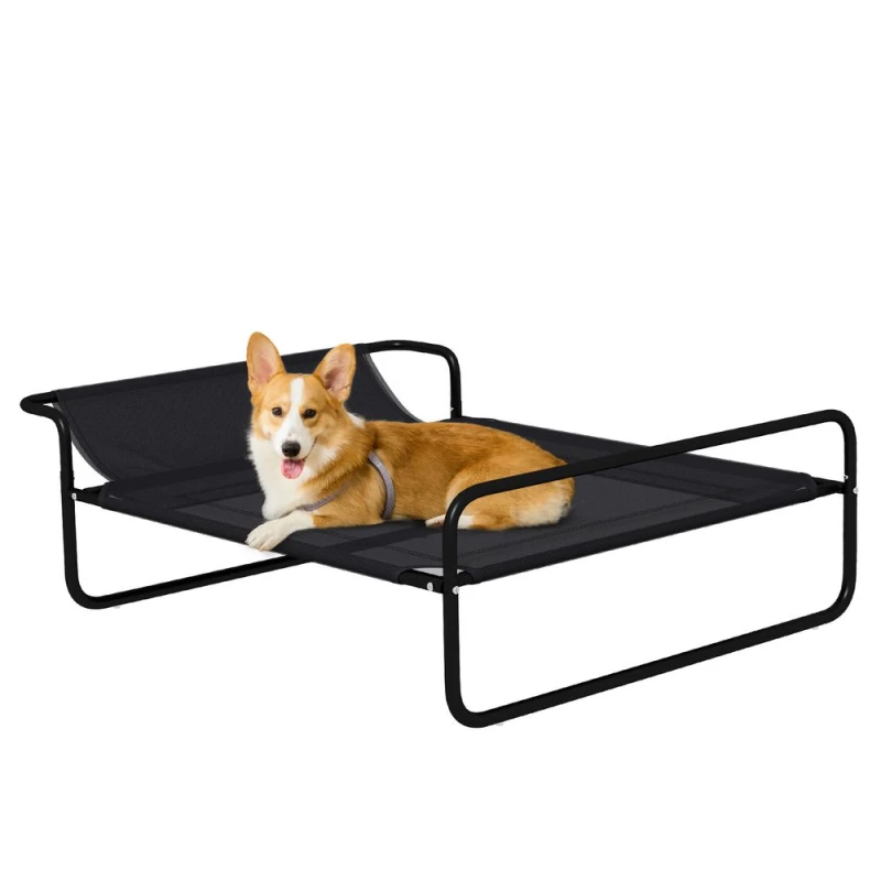 Image of PawHut Raised Dog Bed for Small/Medium Dogs, Black D04-273V02BK