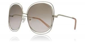 Image of Chloe Carlina Squared Sunglasses Gold / Peach 724 62mm