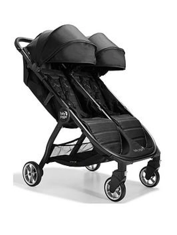 Image of Baby Jogger City Tour 2 Double Travel Pushchair Lightweight, Foldable & Portable Double Buggy Pitch Black