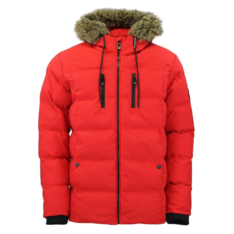 Image of Womens fur hooded puffer jacket Peak Mountain Rouge Female L