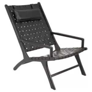 Image of Olivia's Kylee Woven Occasional Chair Leather Black