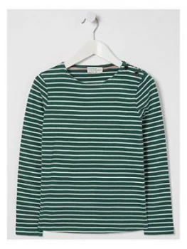 Image of Fatface Girls Long Sleeve Breton T-Shirt - Dark Green