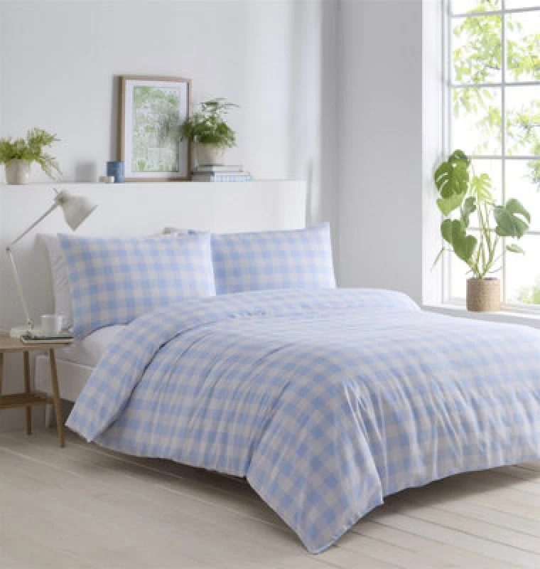 Image of Portfolio Home Gingham Blue Duvet Cover Set, Size Double