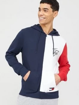 Image of Tommy Hilfiger Colourblock Zip Through Hoodie - Navy/Blazer