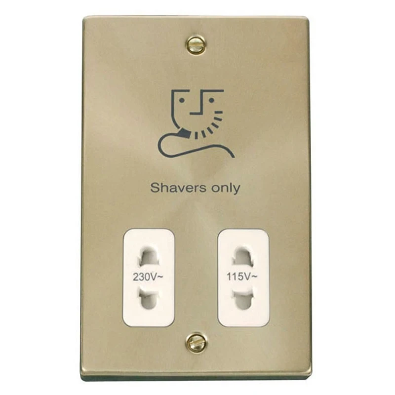 Image of SE Home Satin / Brushed Brass Shaver Socket 115v/230v Gold