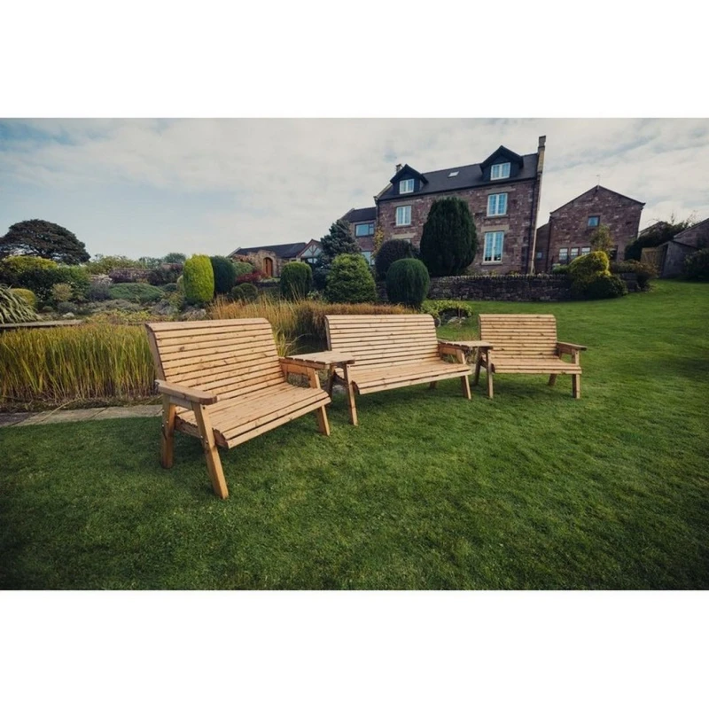 Image of Churnet Valley Garden Furniture Ltd Valley 7 Seat Set 1X3B 2 X 2B Angled Tray - Timber - Fully Assembled in Brown Brown Unisex