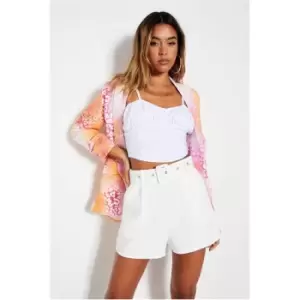 Image of I Saw It First White Belted Tailored Mini Shorts - White