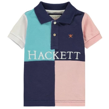 Image of Hackett Hackett Boys Quad Panel Cotton Short Sleeved Polo Shirt - Blue