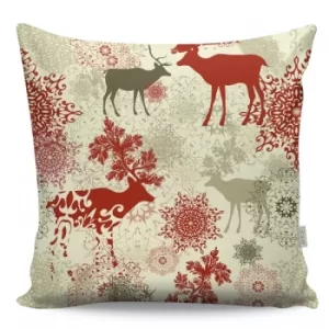 Image of A12944 Multicolor Cushion Snowflake & Deer