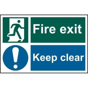 Image of ASEC Fire Exit Keep Clear 200mm x 300mm PVC Self Adhesive Sign