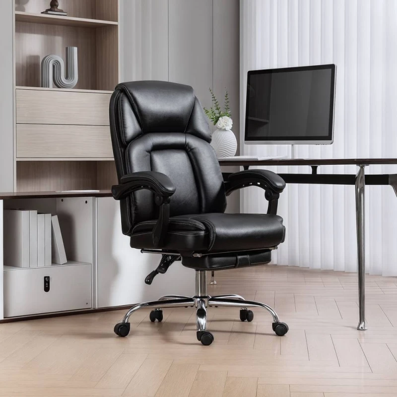 Image of HOMCOM Office Chair, Computer Desk Chair with Spring Cushion in Black Unisex