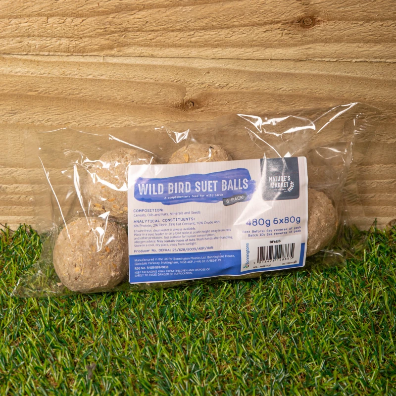 Image of Pack of 6 Bird Wildlife Nutritional Suet Fat Balls