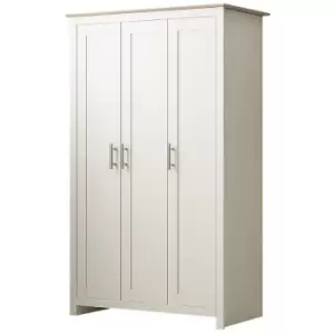 Image of Westbury Traditional 3 Door Wardrobe - Matt Cream & Light Oak - Cream