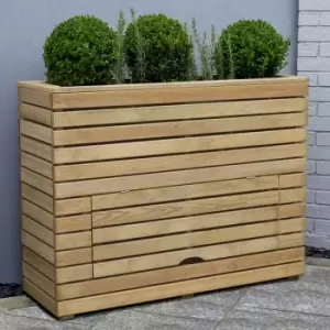 Image of 3a 11 x 1a 4 Forest Linear Tall Wooden Garden Planter with Storage (1.2m x 0.4m)