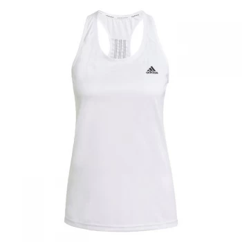 Image of adidas Primeblue Designed 2 Move 3-Stripes Sport Tank Top - White / Black