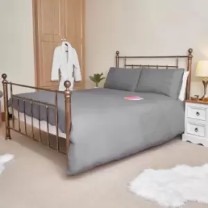 Image of Brentfords Pinsonic Duvet Cover With Pillowcase Bedding Set Charcoal Single