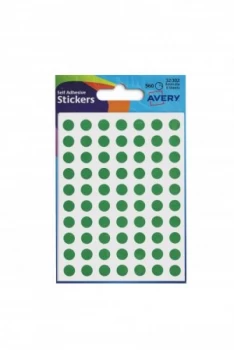 Image of Avery Coloured Labels Round 8mm DIA Green (560 Labels) PK10