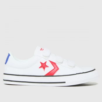 Image of Converse White & Red Star Player 3v Lo Trainers Junior