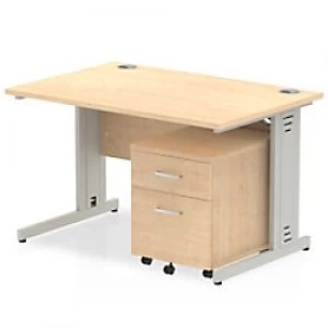Image of Impulse 1200 Straight Wire Managed Workstation 500 Two drawer mobile Pedestal Bundle Maple
