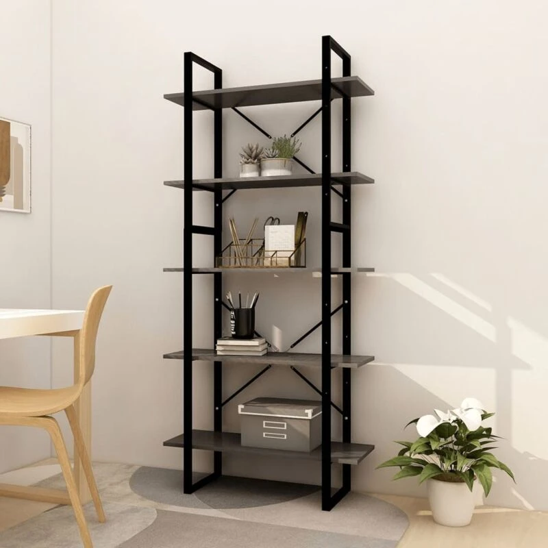 Image of VIDAXL 5-Tier Book Cabinet Grey 80x30x175cm Pinewood Vidaxl 8720286649510