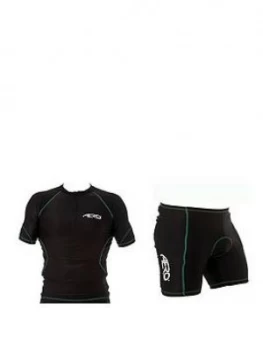 Image of Aero Sport Jersey & Shorts Cycling Clothing Set - Black/Green, Size S, Men