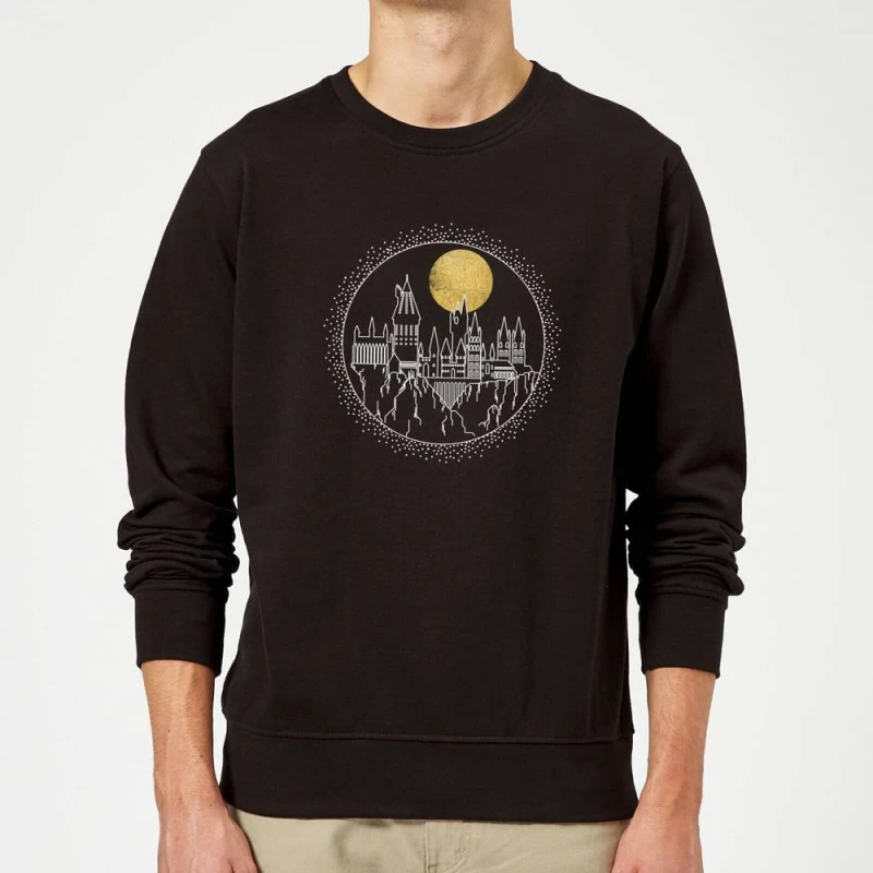 Image of Harry Potter Hogwarts Castle Moon Sweatshirt - Black - L