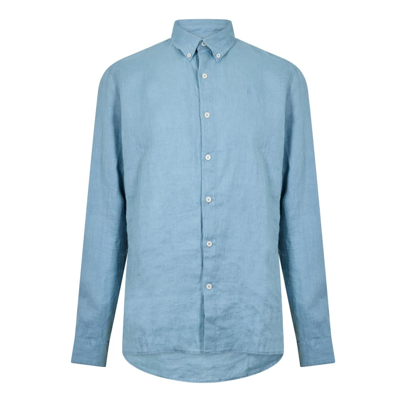 Image of Timberland Mens Mill Brook Linen Leaf Green Long-Sleeve Plain Shirt Citadel male S