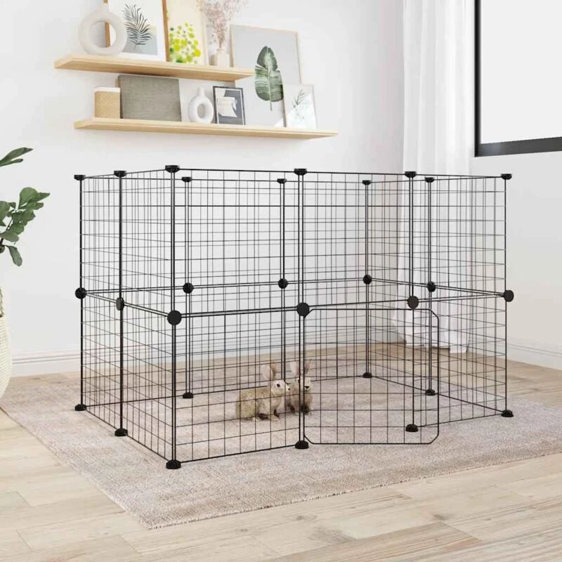 Image of VIDAXL 20-Panel Pet Cage with Door Black 35x35cm Steel Vidaxl 8720287190707
