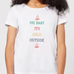 Image of Oh Baby It's Cold Outside Womens Christmas T-Shirt - White - 3XL
