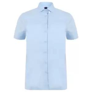 Image of Henbury Womens/Ladies Short Sleeve Stretch Shirt (XS) (Light Blue)