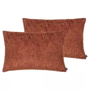 Image of Prestigious Textiles Tectonic Polyester Filled Cushions Twin Pack Cotton Viscose Lava
