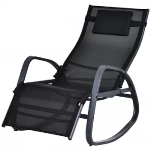 Image of Outsunny Metal Frame Zero Gravity Rocking Patio Chair w/ Pillow Black