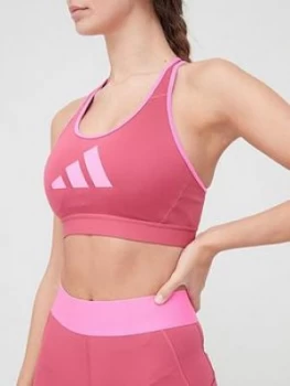 Image of adidas Medium Support Don't Rest 3 Stripe Bra - Pink Size M Women