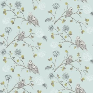 Image of Arthouse Night Owl Wallpaper - Duck Egg