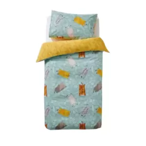 Image of Little Furn Wild Friends Duvet Cover Set (Single) (Teal)