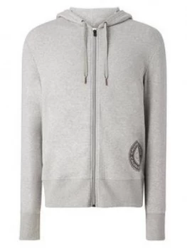Image of Calvin Klein Circle Logo Lounge Zip Through Hoodie - Grey Heather, Size S, Men