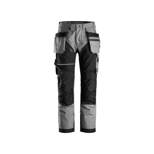 Image of Snickers 6214 Mens Ruff Work Canvas Trousers Holster Pockets 62141804050 Colour: Grey / Black