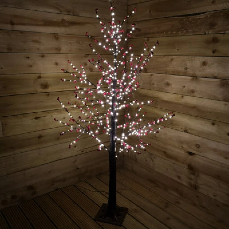 Image of Samuel Alexander 150Cm 5ft Christmas Lit Black Twig Berry Tree 500 Warm White Led