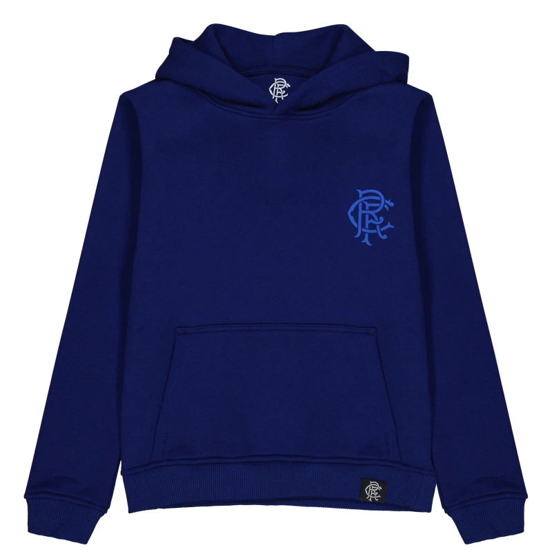 Image of Castore Rangers Mono Over the Head Hoodie Childrens - Blue Blue 7 - 8 Years