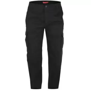 Image of Duke Mens Robert-D555 Peached And Washed Cotton Cargo Trousers (42S) (Black)