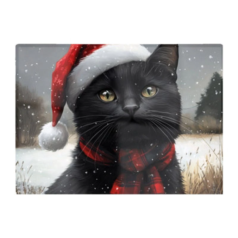 Image of Warren Reed Designer Black Christmas Cat Glass Chopping Board