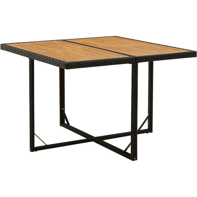 Image of VIDAXL Garden Table Black 109x107x74cm Poly Rattan&Solid Wood Acacia Vidaxl 8720286667101