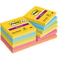 Image of Post-it Super Sticky Notes 654-SSCARN 76 x 76mm 90 Sheets Per Pad Blue, Green, Orange, Pink, Yellow Square Plain Pack of 12