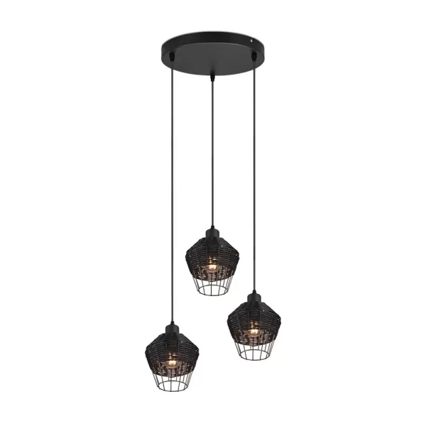 Image of Borka Modern 3 Light Cluster Pendant Ceiling Light Black